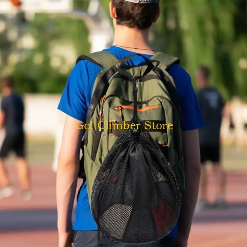 q84c ถุง drawstring พร้อมตะขอแขวนเพื่อถือวอลเลย์บอลฟุตบอลถุงตาข่ายกีฬา