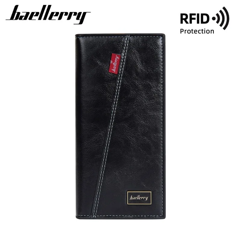 

Baellerry Men Wallets Long Design Leather Purses Male Zipper Wallet Coin Card Holders Slim Money Bag High Capacity Credit Case