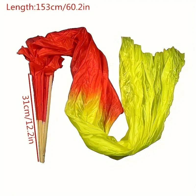 150cm Length Hot Sell Ms.Belly Dancing Fan Gradient Color Dancer Practice Long Imitation Dance Props Silk Fans