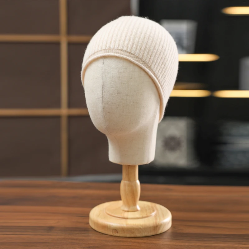 여성용 100% 순수 캐시미어 리브 니트 비니 겨울 따뜻하고 부드러운 스타일리시 다용도 가벼운 탄력성 있는 추운 날씨 액세서리