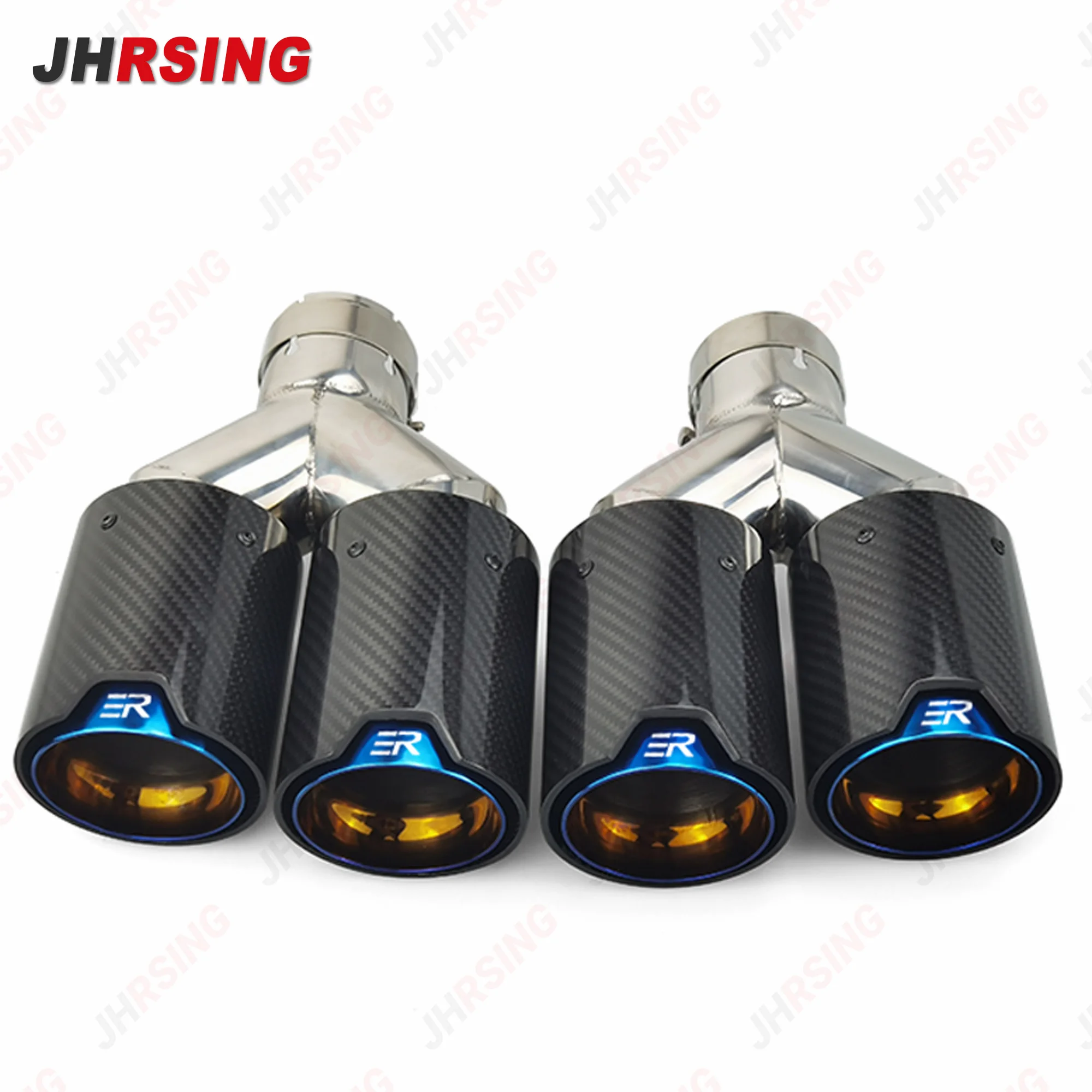 

1Pcs car accessories Exhaust tips Upgrade Carbon Fiber Double Outlet Stainless Muffler nozzles for BMW Modify