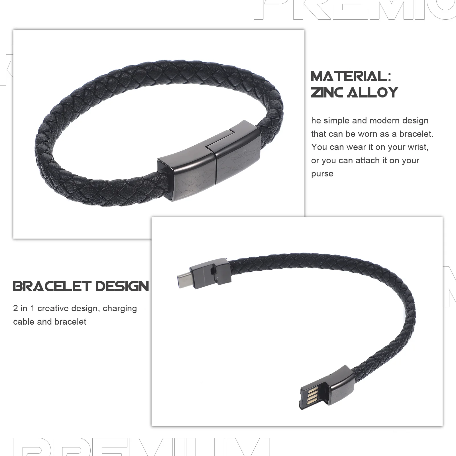 

Zinc Alloy Fast Charging Cable 20cm Type C Data Bracelet Sturdy Trustworthy Multi Function Brightly Colored Detachable Bead
