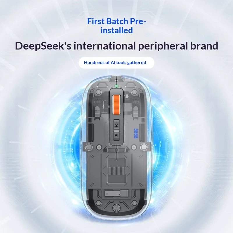 Transparent Ai Voice Mouse Wireless Bluetooth 2.4g Tri Mode Rechargeable Deepseek Model Typing Search Translation Multi Device