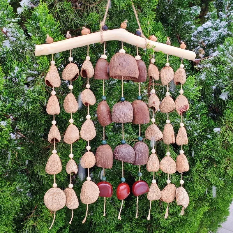 Natural Fruit Shell Bell Handheld Wind Chimes Meditation Yoga Sound Bundle Sound Healing Hanging Decor Musical Instruments Gift