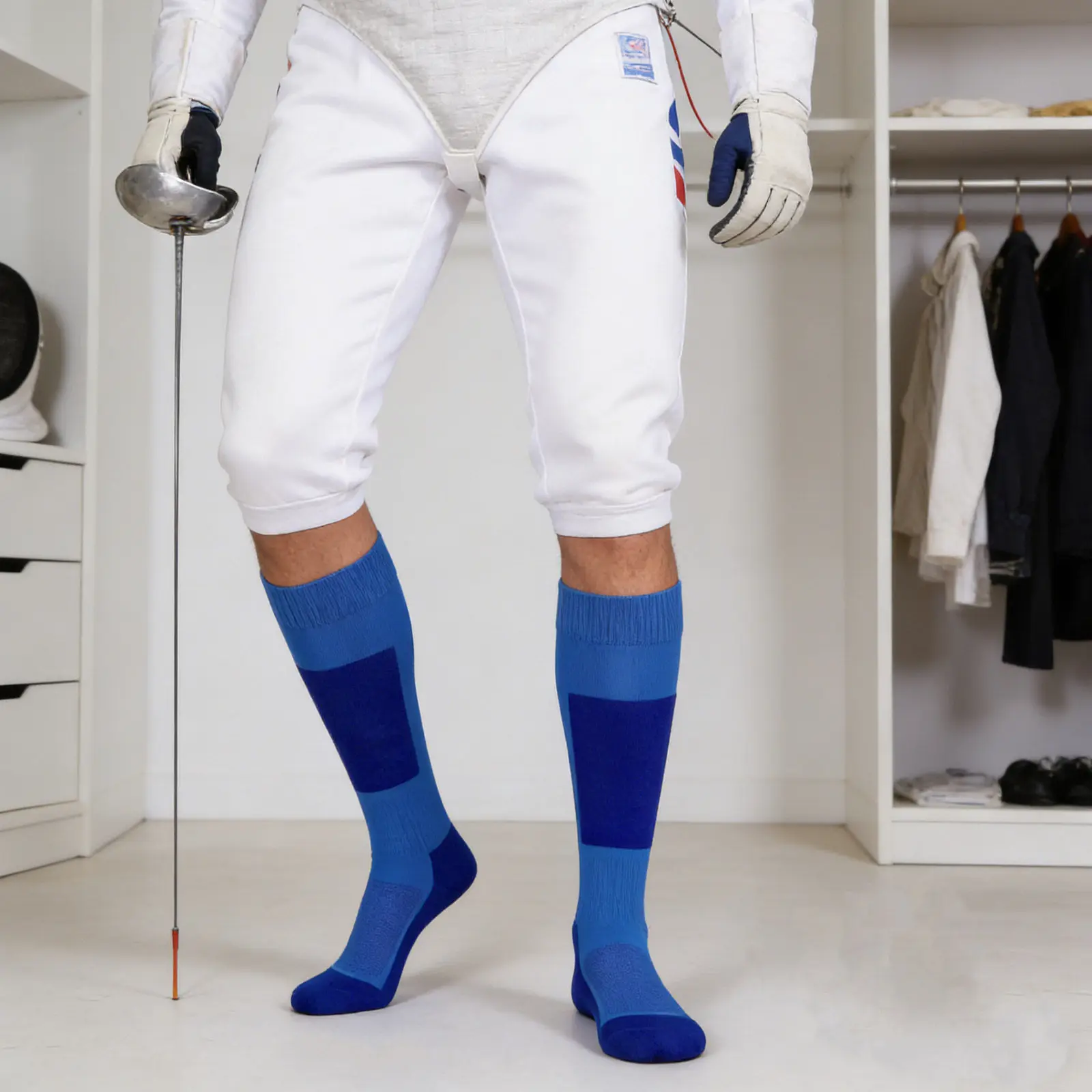 1Pair Fencing Socks Cotton Athletic Knee High Compression Stockings Thickened Over Knee Socks for Fencing Training School