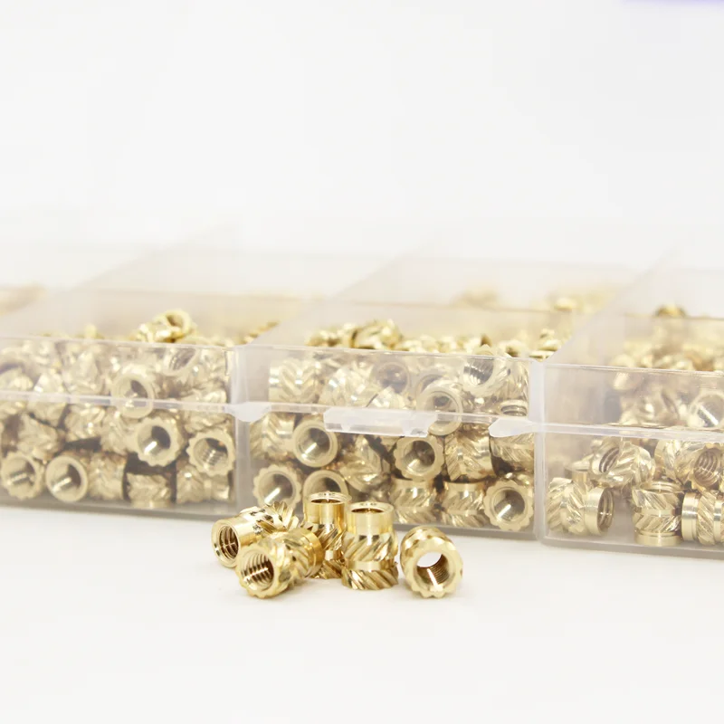 Einsatzmutter-Set M2 M2,5 M3 M4 M5 M6 Messing Heat Set Einsatzmutter Hot Melt Rändelgewindeeinsätze für 3D-Druck-Einbettungs-Kupfermutter – Detail 2