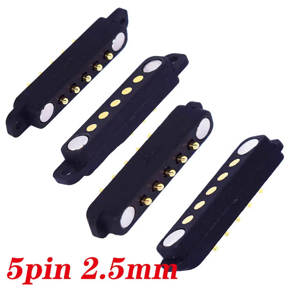 1 Set Magnetic Pogo Pin Connector 5P Pogopin Male Female 2.54 MM Spring Loaded DC Magnet Connector Angled Bent ﻿
