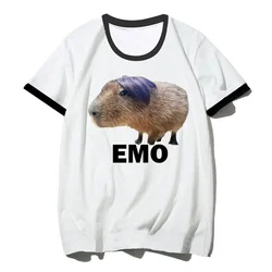 emo capybara t-shirts women streetwear Tee girl harajuku funny Japanese clothes