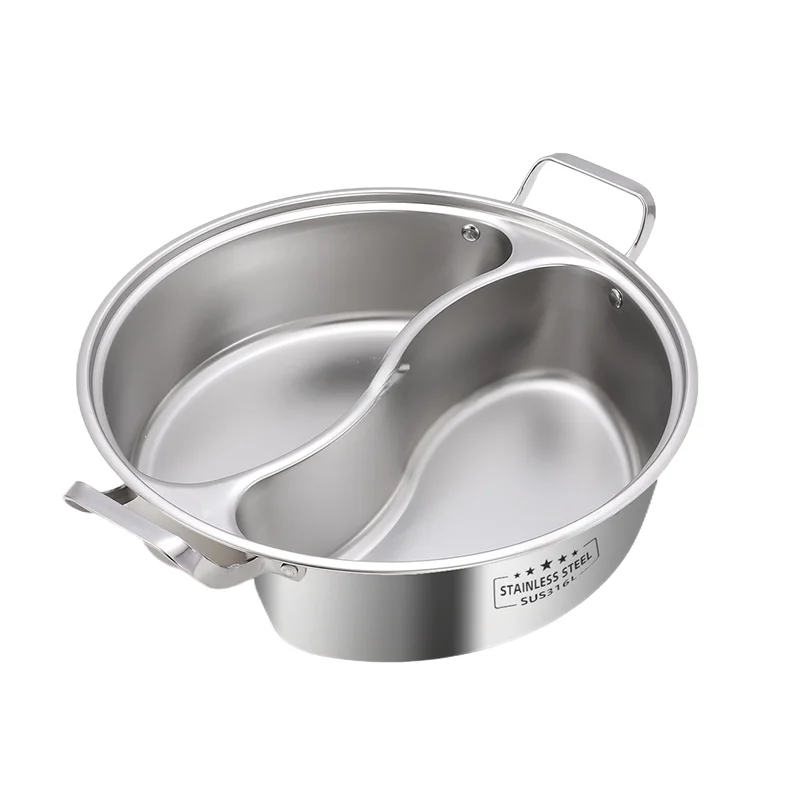 316 Edelstahl 32 cm geteilte Hot Pots Fondue Chinesische Suppe Hotpots Induktionsherd Kochtopf Twin geteilter Haushaltsherd