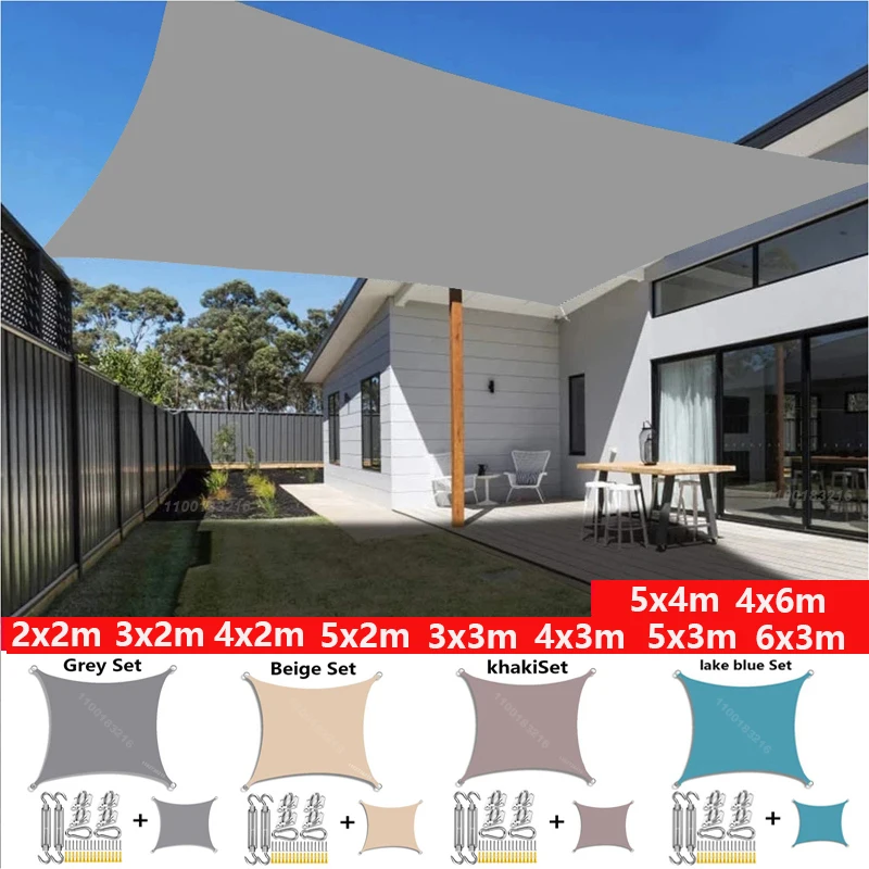 

300D Waterproof Sun Shelter Sunshade Protection Shade Sail Awning Camping Shade Cloth Large For Outdoor Canopy Garden Patio