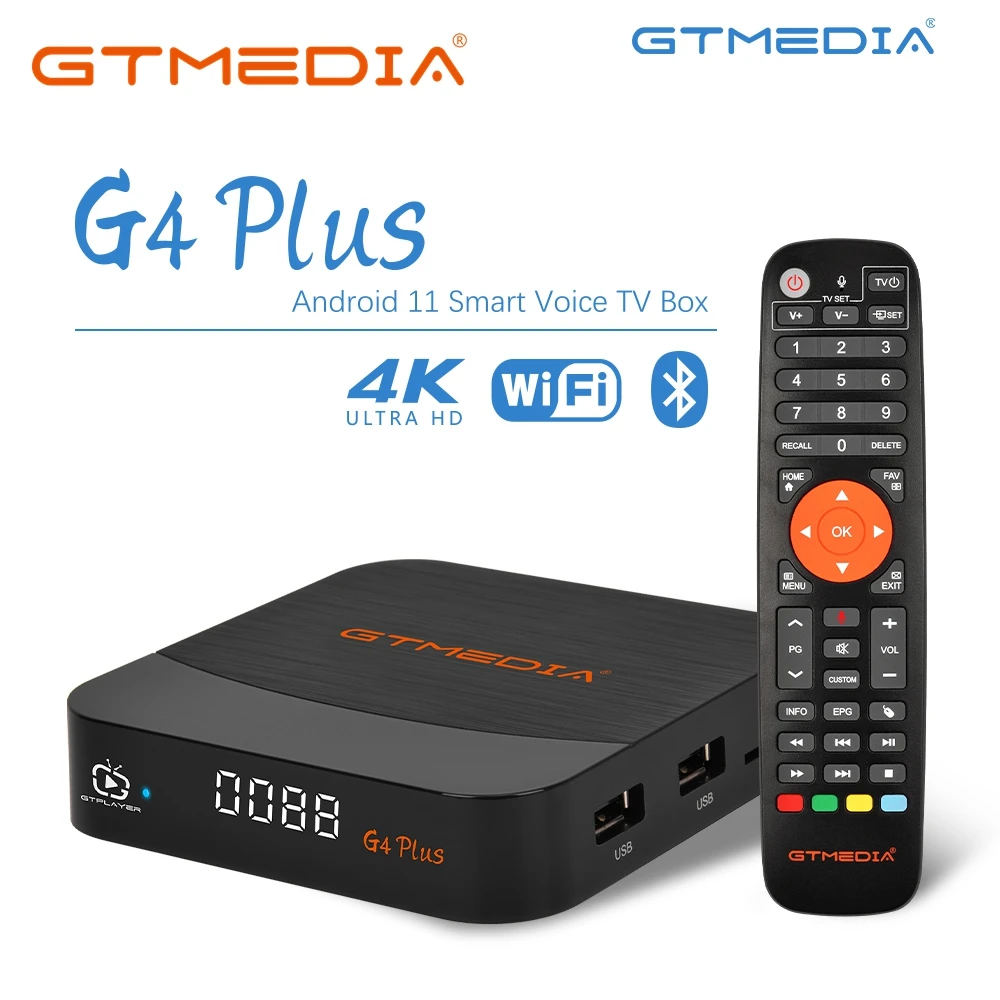 Android 9.0 GTMEDIA G4 Plus TV Box Built-in Wifi 2.4G+BT4.1, 802.1.1b/g/n Support M3U, Free Internet searching,stock in spain