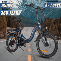 E Bike SAMEBIKE CY20 350W Motor 36V12Ah Removable Battery Folding Electric Bicycle Adults 20 Inch Tire City Travel Electric Bike