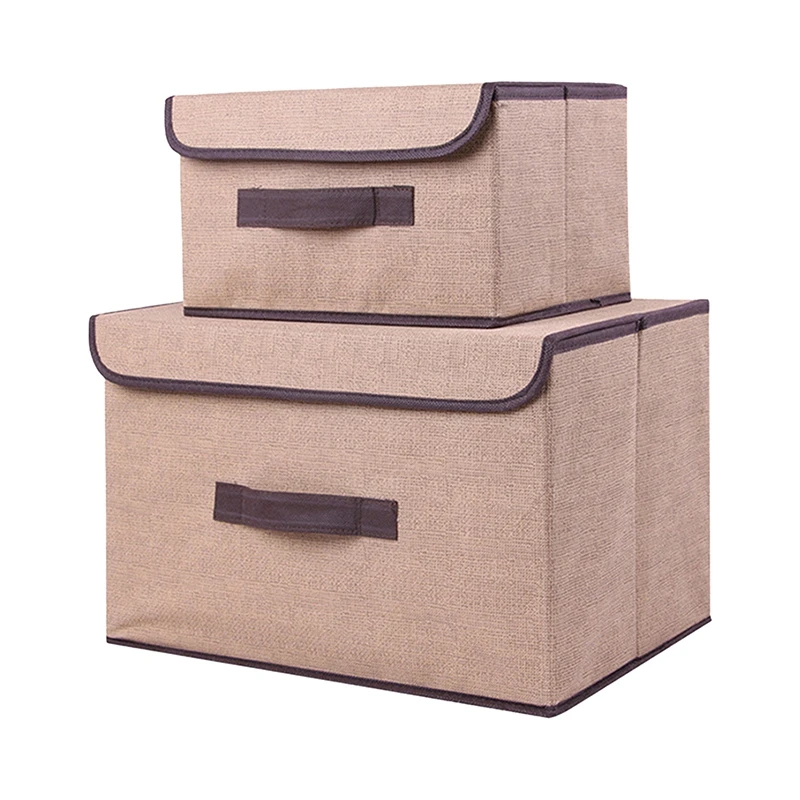 2pcs/set Folding Storage Bag Nonwoven Jeans Sock Clothes Storage Organizer Box With Lid Makeup Storage Box Sundries Storage Case