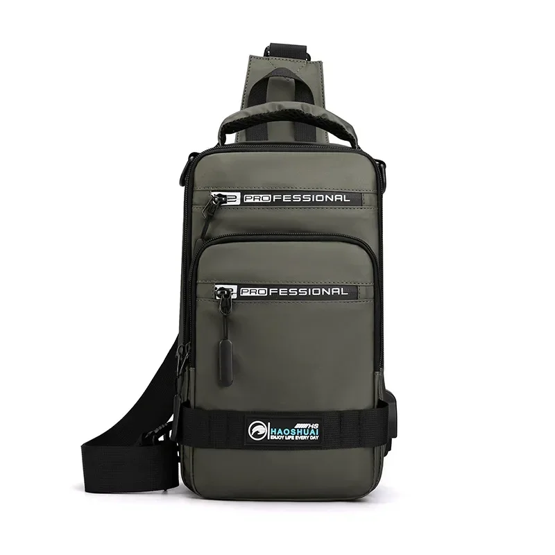 Men Nylon Rucksack Daypack Messenger Bag with USB Charging Port Male Fashion Knapsack Backpack Cross body Sling Chest Pack Bag