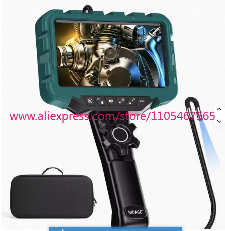 1PCS 7-Inch 360° Articulating Endoscope, Large Wide-Angle HD Camera with Steering Probe for Car Repair and Inspection
