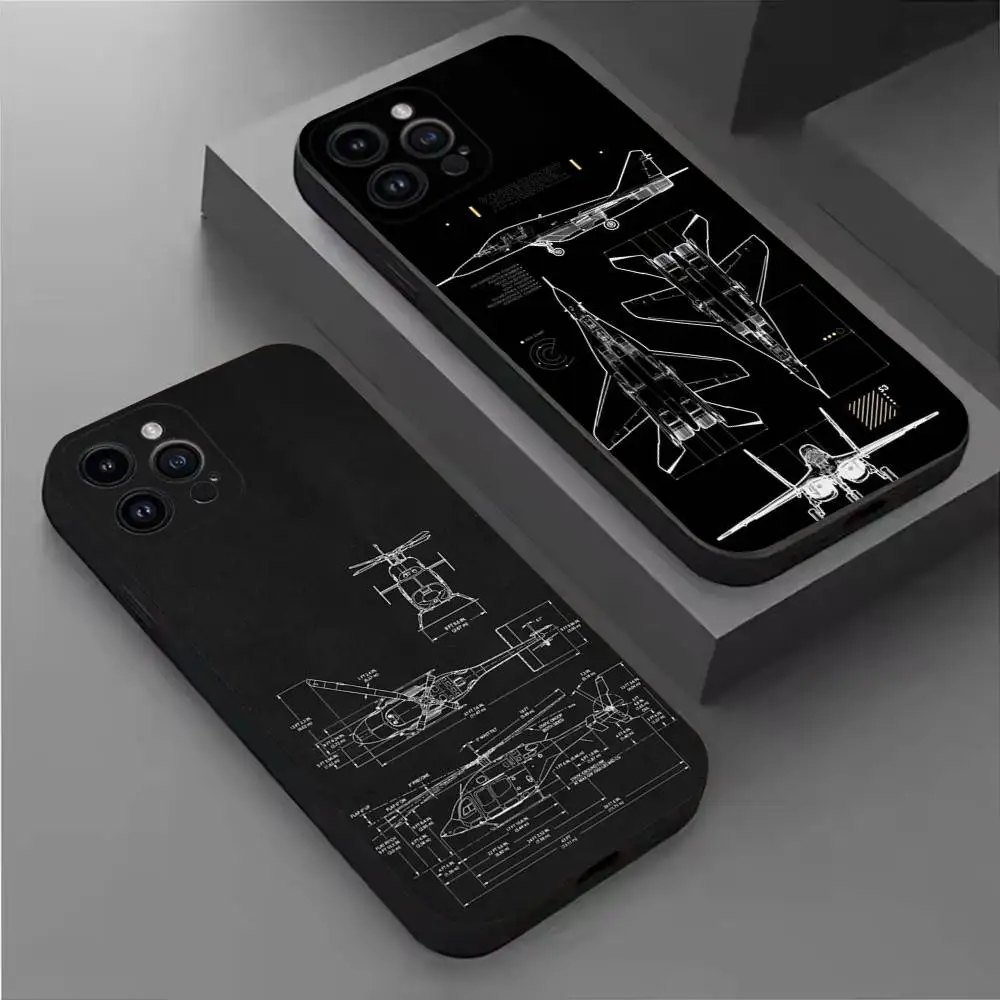 

Aircraft Helicopter Airplane Phone Case For iPhone 16,15,14,13,12,11 Plus,Pro Max,XS,X,XR,SE,Mini,8,7,Soft Silicone Black Cover