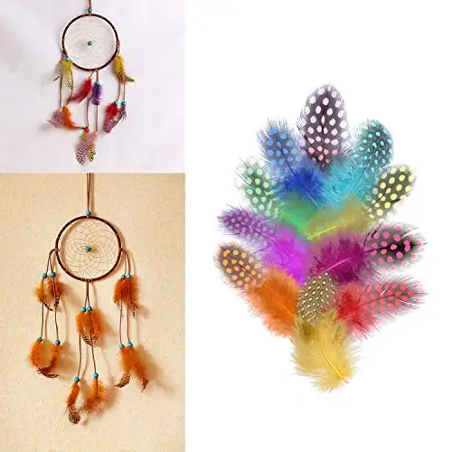 Colorful Spotted Feather Feathers Natural Chicken Guinea Fowl Feather for DIY Crafts Clothing Jewelry Wedding Decoration