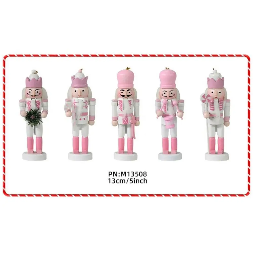 5PCS Macaroneผงคริสต์มาสNutcracker Vintageหัตถกรรมทหารตุ๊กตา 13 ซม.ทหารHandcraft Figurineเดสก์ท็อปตกแต่ง