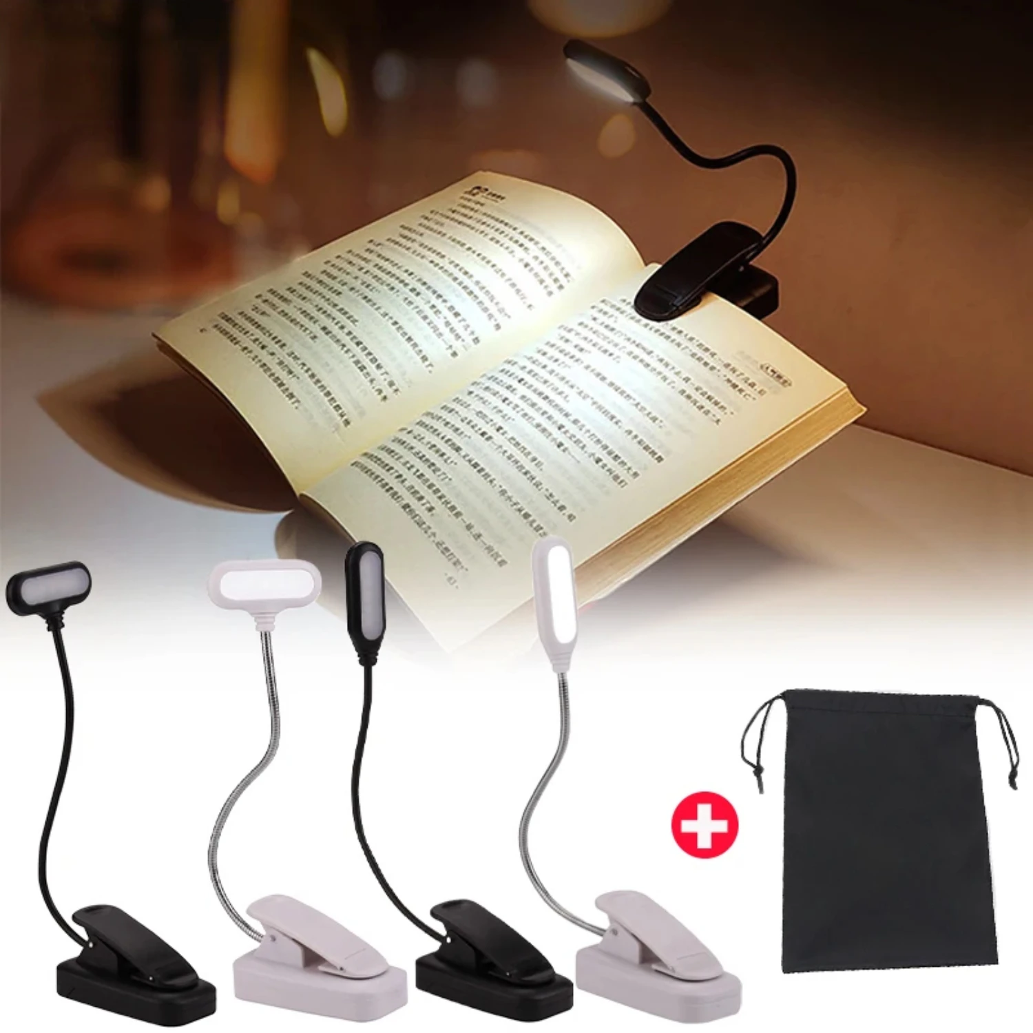 New Adjustable LED Mini Clip-On Book Light with Eye Protection for Travel, Study Desk, Bedroom - Battery Powered, Flexible Readi