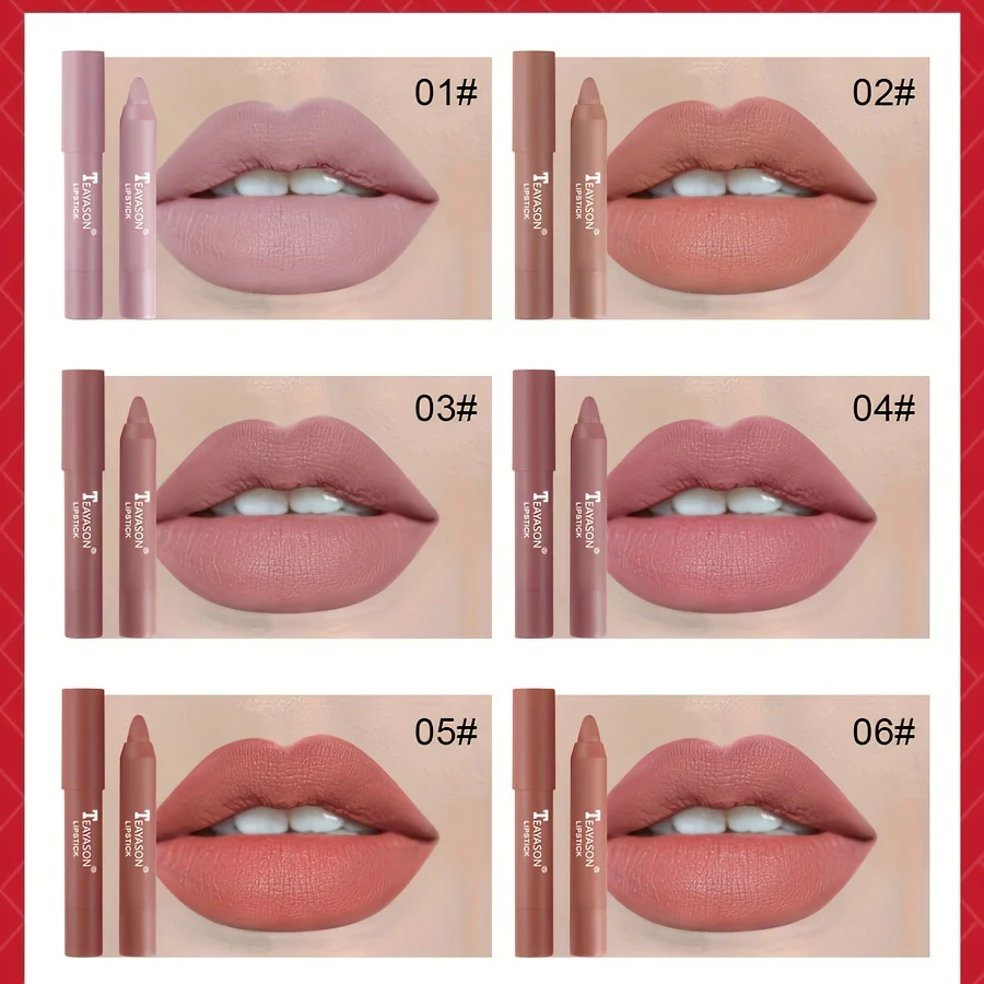 12-Farben-Matt-Misty-Lippenstift-Set: langanhaltend, wischfest, sexy Samt-Lipliner und Grundierung für Damen-Make-up