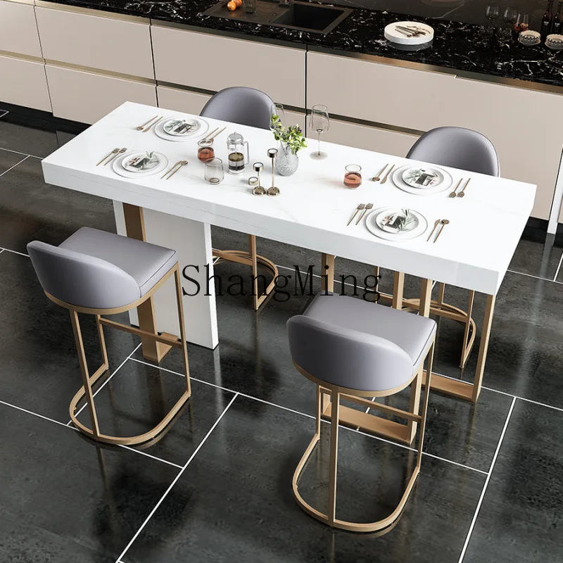 

ZYY light luxury high bar table integrated table small apartment marble bar table household and chair combination