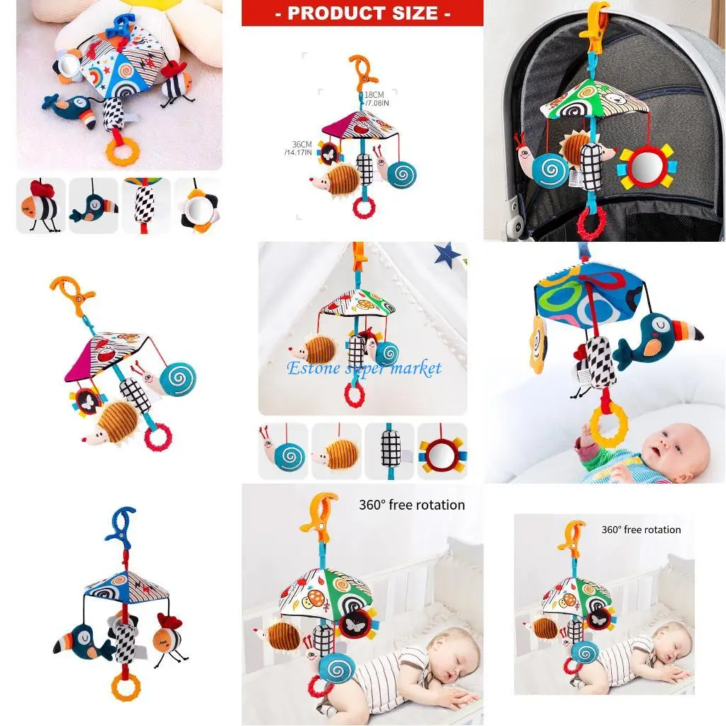 090B Noise Making Stroller Rattle Attachment Soft Developmental Toy For 0-12 Months
