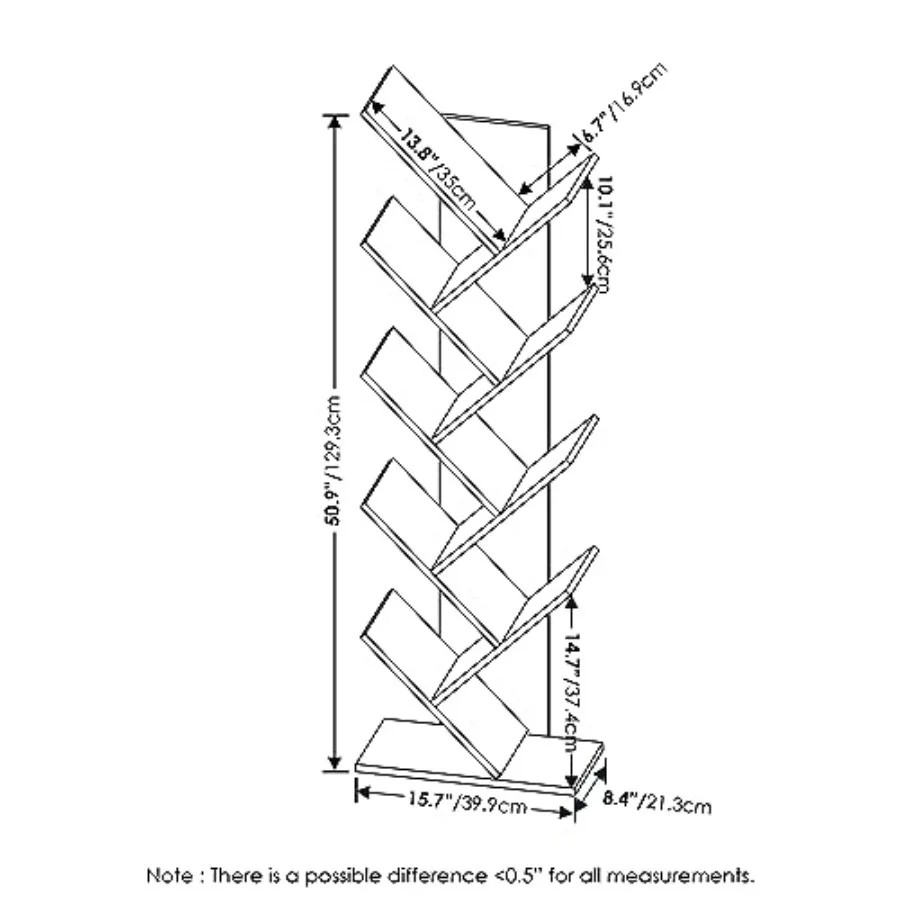 Furinno Bookshelf 9-Tier Floor Standing Tree Bookcase Espresso