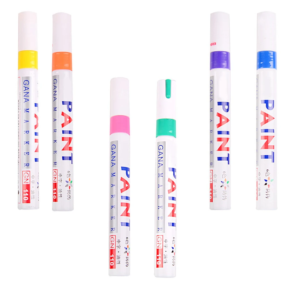 

6 Pcs Pen Colored Markers Paint Pens Car Coat Plastic Waterproof Office