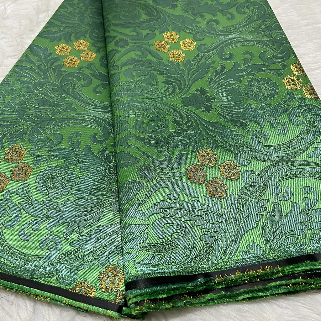2026 Afrikaanse Luxe Multicolor Damask Stof 5 Yards Hoge Kwaliteit Modieus Bruiloft Feest Hoofddoek Hoed Outfits