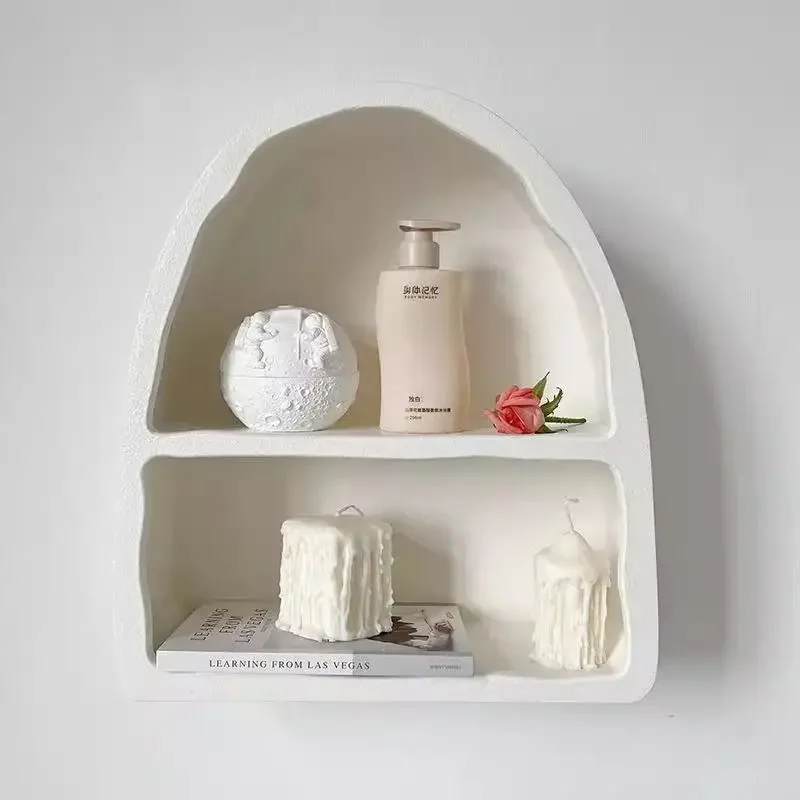 French cream style wall cabinet, shelf on the wall, porch decoration, white arch cabinet, perfume cabinet