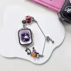 DIY Handmade Kuromi Band for iWatch Series 8/7/6/5/4/3/2/se Watch Strap Chains for iWatch Ultra 41 49 40mm 44mm Beaded Bracelet