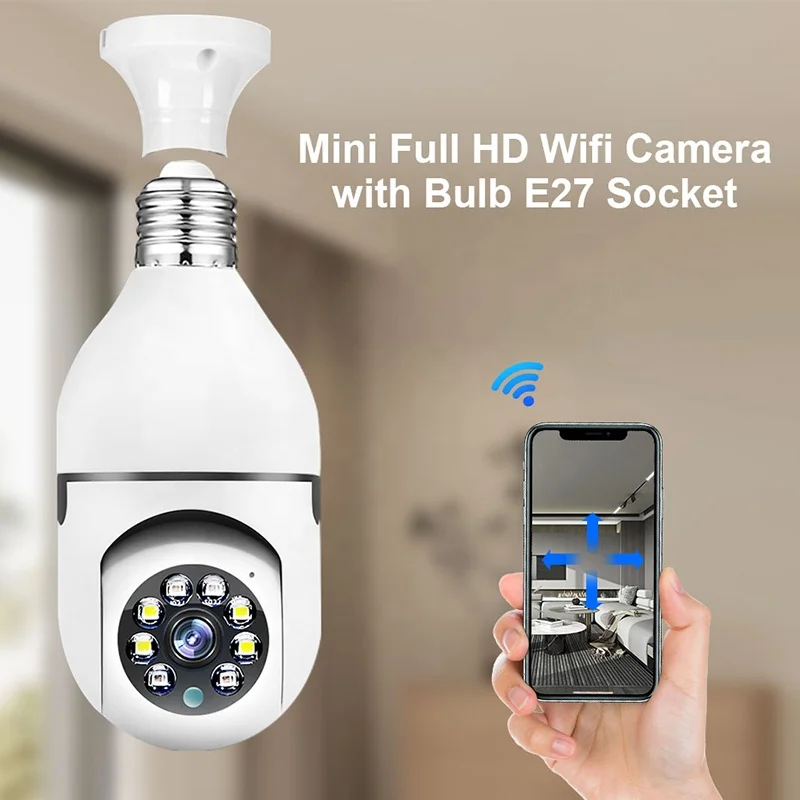 

1080P HD Bulb E27 Surveillance Camera Full Color Night Vision Automatic Human Tracking Zoom Indoor Security Monitor Wifi Camera