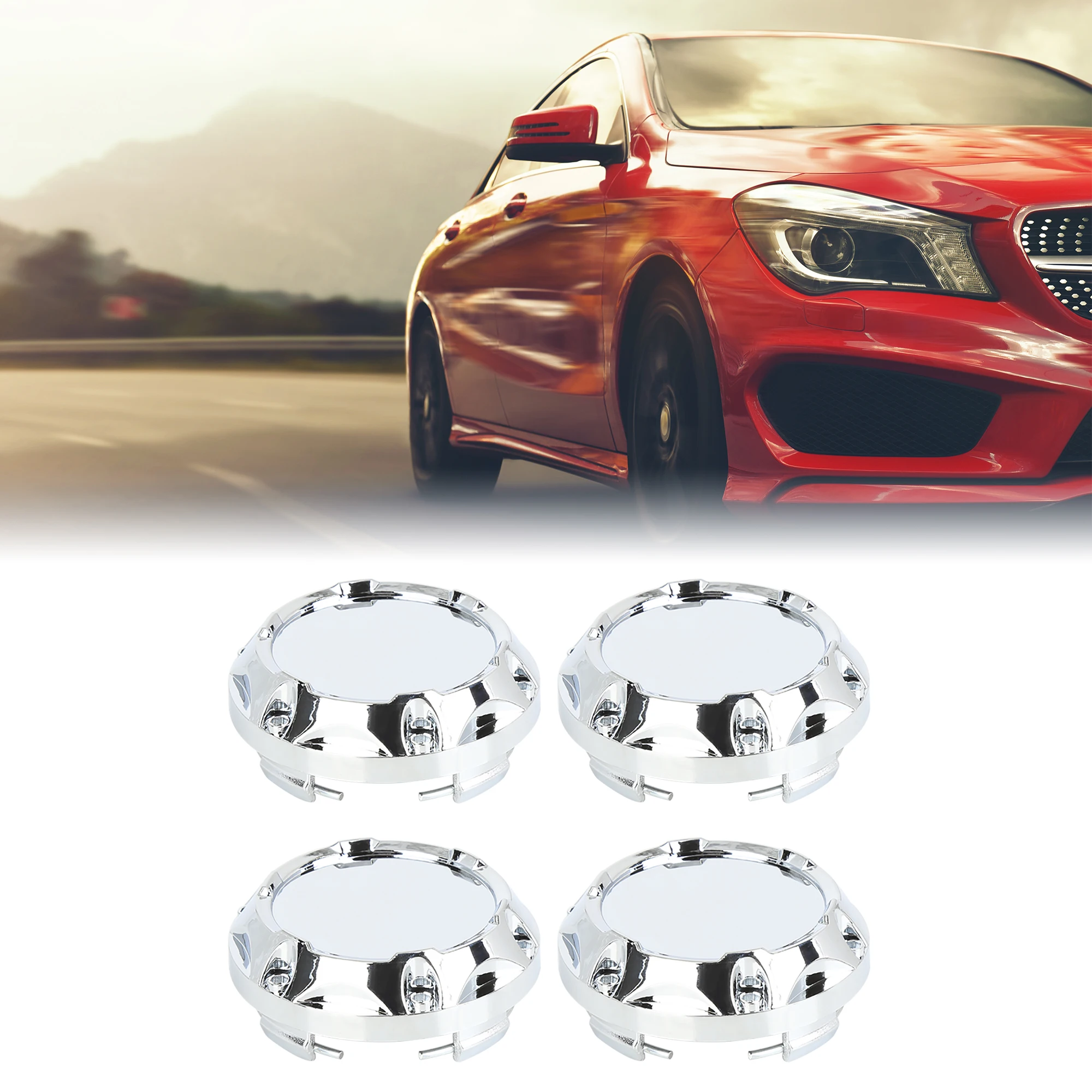 uxcell 4pcs Silver Tone 65mm Dia 4 Lugs Car Wheel Center Hub Cap Cover Dust Againster