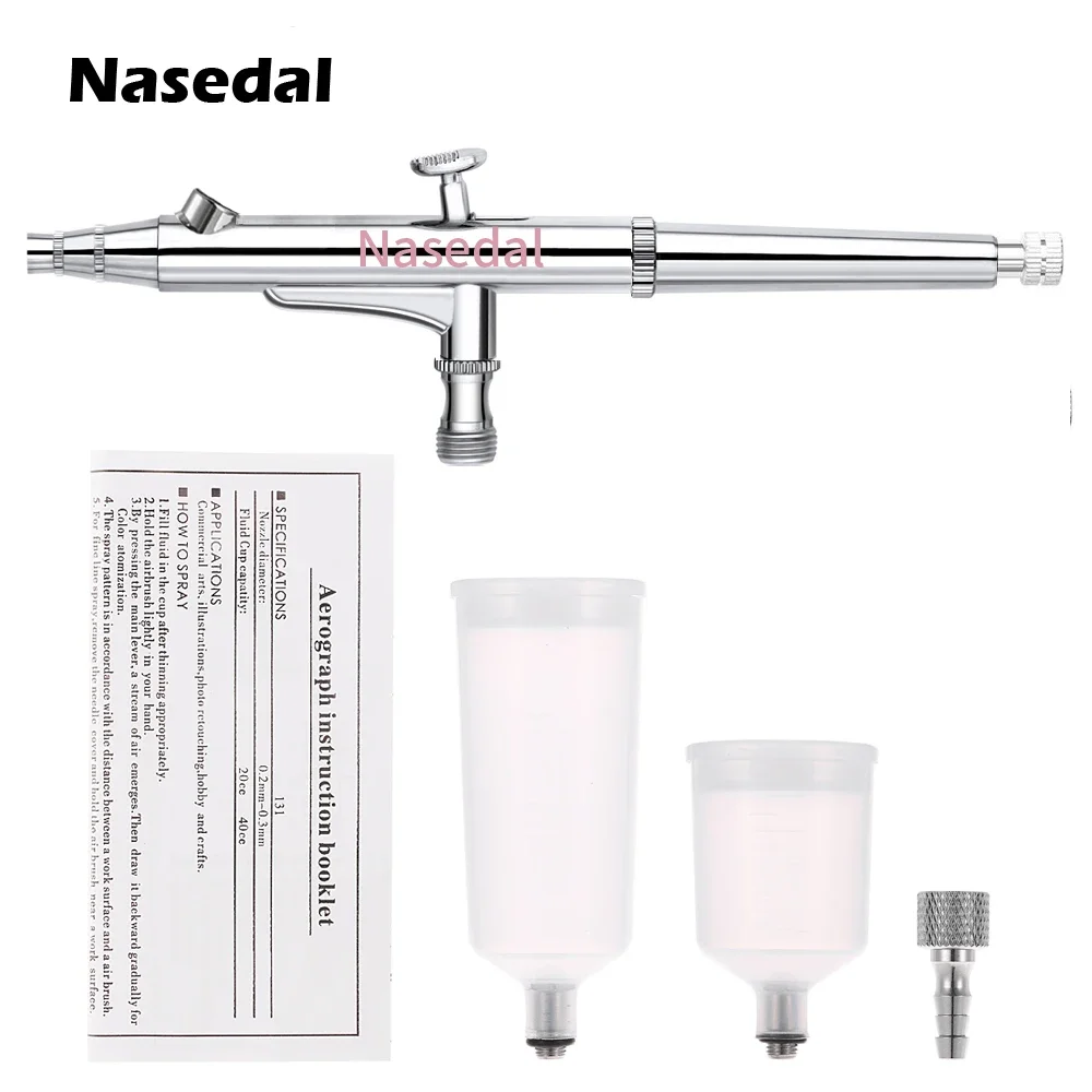 Imagem -04 - Nasedal-pistola de Aerógrafo Dupla Ação 20cc 40cc Alimentação por Gravidade Air Brush Bolo Tatuagem Unhas Maquiagem Ferramenta de Pintura Automóvel 03 mm