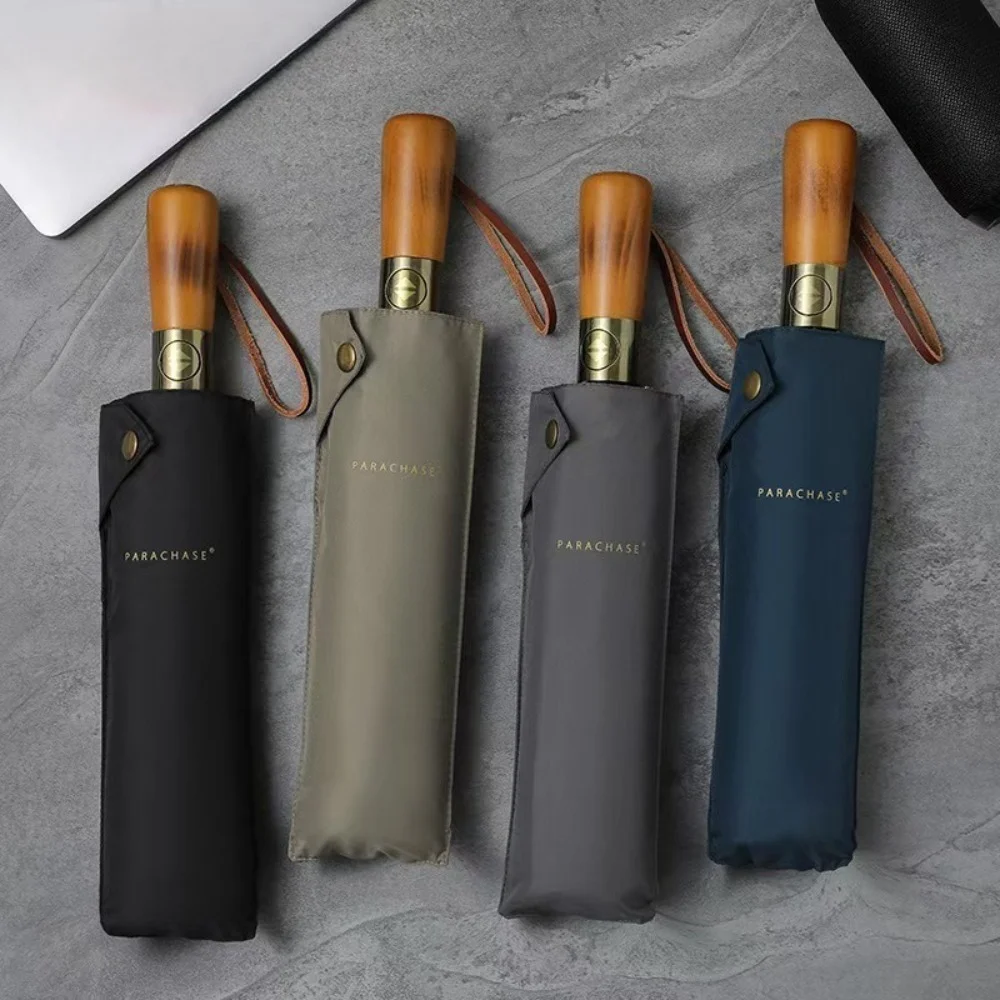 OLYCAT Fully Automatic Umbrella Men, 10K Windproof Folding Umbrella, 280T Fabric, Big Golf Parasol Umbrella Wooden Handle