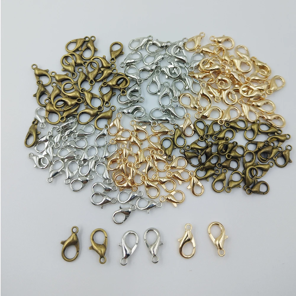 

50 /Lot 10/12MM Metal Lobster Clasp Necklace Bracelet Hook Chain Closing Accessories DIY Jewelry Making Found