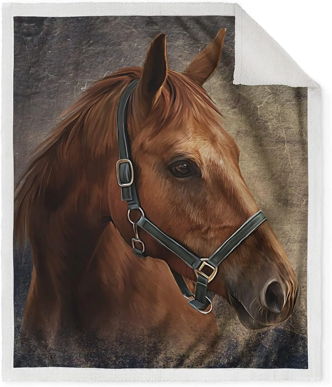 Animals Horse Head Print Blanket Soft Warm Cozy Horse Lovers Present Decor Blanket Home Couch Chair Bed Sofa Office