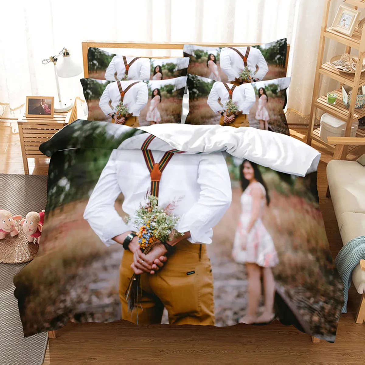 Sweethearts Duvet Cover Valentine's Day Bestie Gifts Friends' Youth Photo Theme for Bedroom Decoration for Women Men Queen King