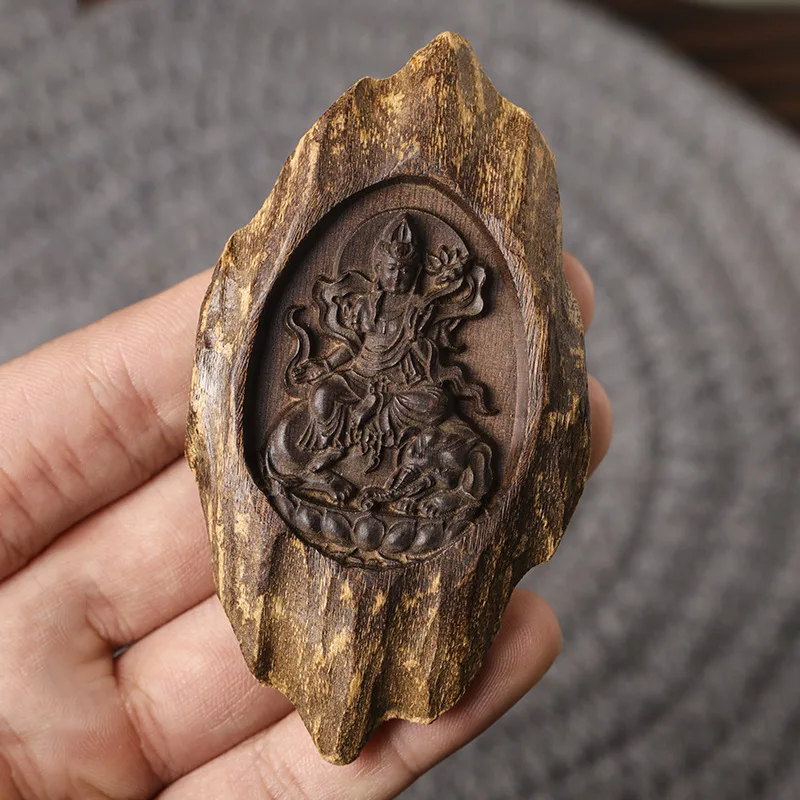 Natural agarwood carving Buddha sweater chain medicine rhyme necklace jewelry accessories pendant Wooden hot no matter brand man