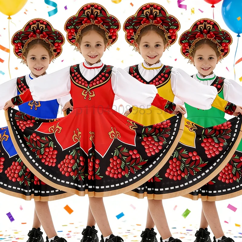 

Russian Ethnic Style Dress enfant Princess Costumes Carnival Stage Performance Cosplay World Book Day niño Dance Outfits