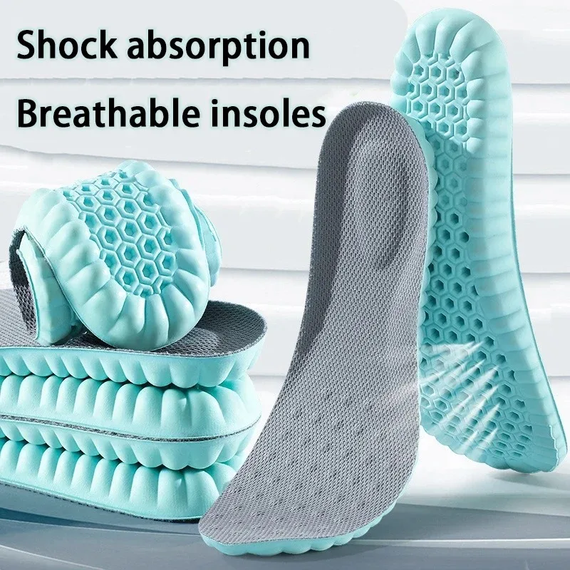 1Pair Memory Foam Sport Insoles Shock Absorbing Plantar Fasciitis Running Basketball Comfort Shoe Pads For Men Women