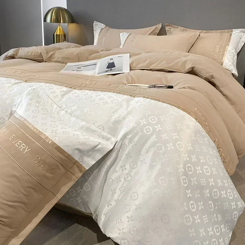 

3/4 Pieces Set Plush Comforter Bedding Sets Home Luxury Embroidered Home Bed Linen Set Jacquard Duvet Cover Pillowcases