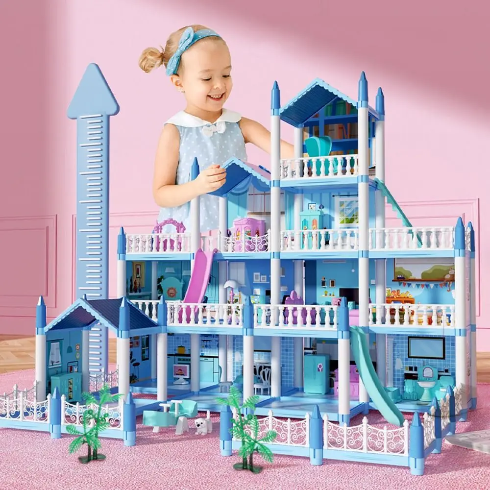 

Blue Doll Houses Variety Size DIY Accessories Mini Dollhouse Model Playing House Developmental Toys Assembled Toy House Toy