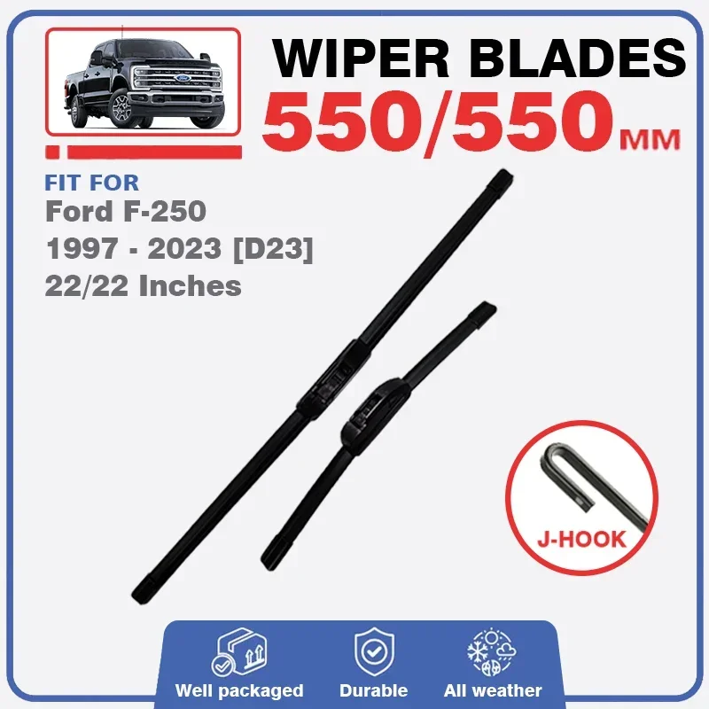 

For Ford F250 1997 - 2023 Super Duty Front Wiper Blades Windscreen Cleaning Windshield Rubber Brushes Fit J＆U Hook Accessories