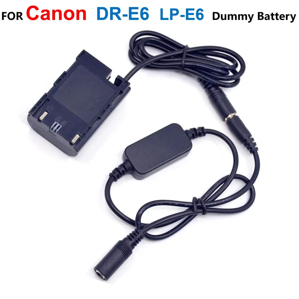 

DR-E6 Coupler LP-E6 Fake Battery+12V-24V Step-Down Power Cable Adapter ACK-E6 Charger For Canon EOS 5D Mark II III 5D2 5D3 6D 7D