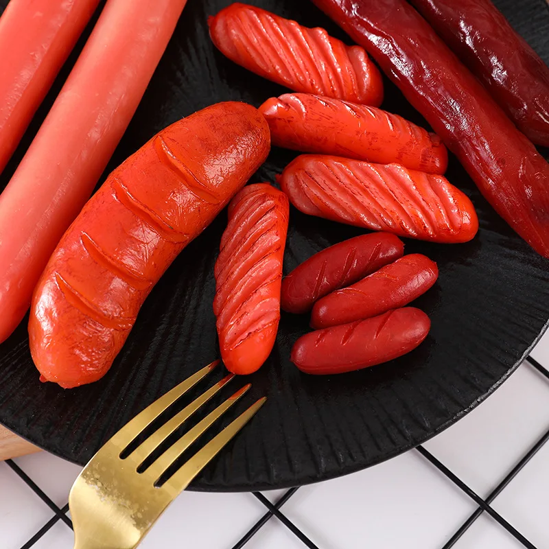 الاصطناعي هوت دوج المشوي اللحوم وهمية لحم الخنزير السجق الدعائم البلاستيك متموج الجلد السجق نموذج مقلد ديكورات ديكور المنزل
