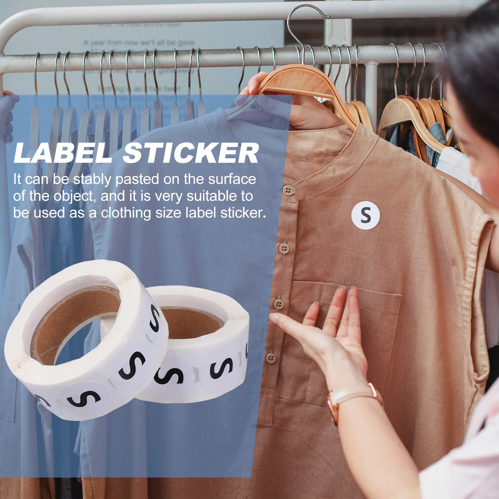 2 Roll Size Sticker Large Clothes Stickers Clothing Tshirt Sizing for Square Child