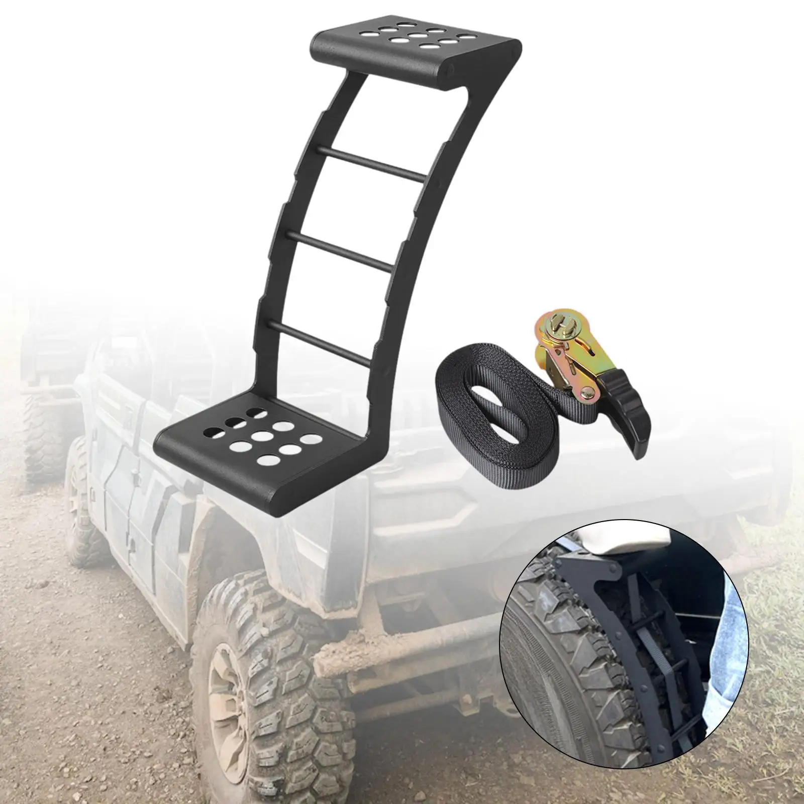 Reservewieltrap voor 24 inch -35 inch banden Draagbare eenvoudige installatie Cargo Rack Toegangsladder voor Jeep Wrangler Off Road