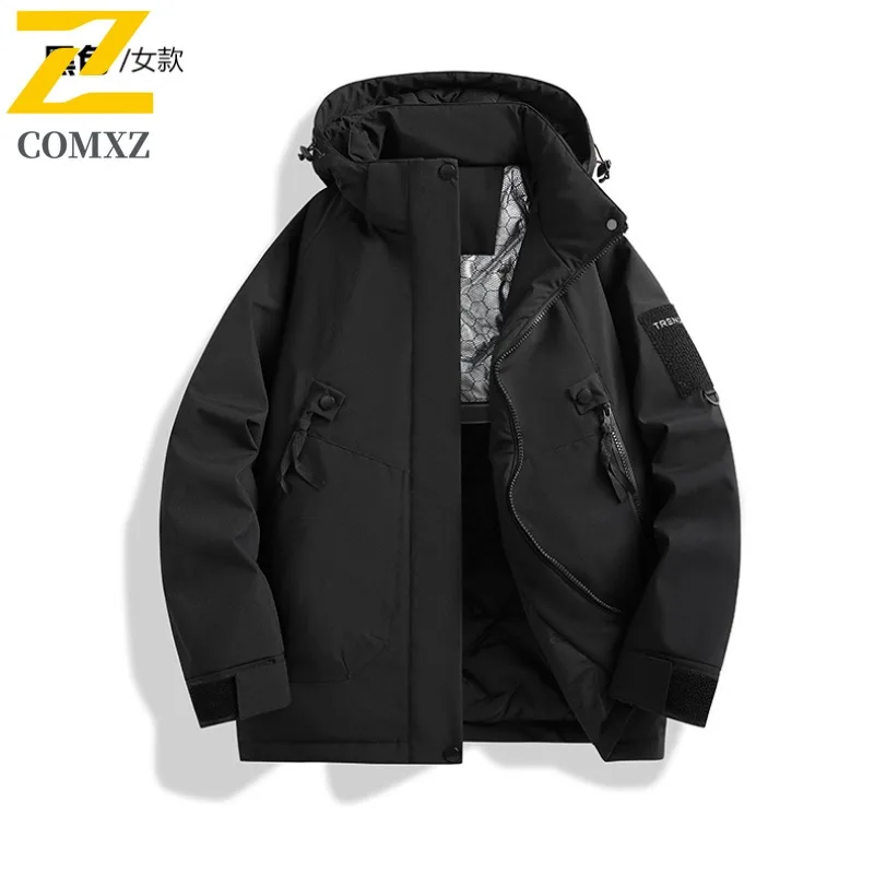 COMXZ New Winter Padded Jacket Graphene Heating Outdoor Windproof Thermal Coat Machine Quilted Unisex Two Zip Field Jacket Liner
