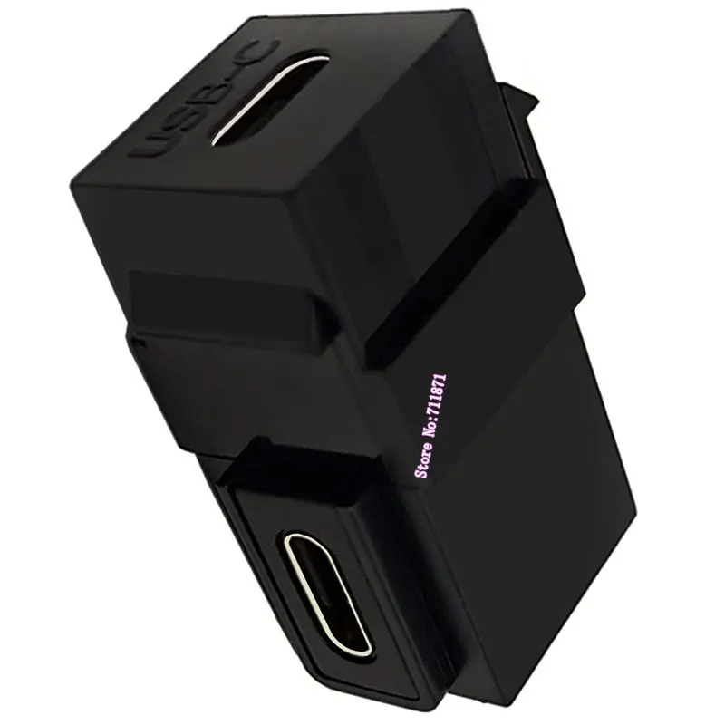Ângulo direito cotovelo tipo usb c keystone adaptador conector 90 graus usb3.1 tipo-c fêmea para fêmea acoplador de tomada para tomada de parede